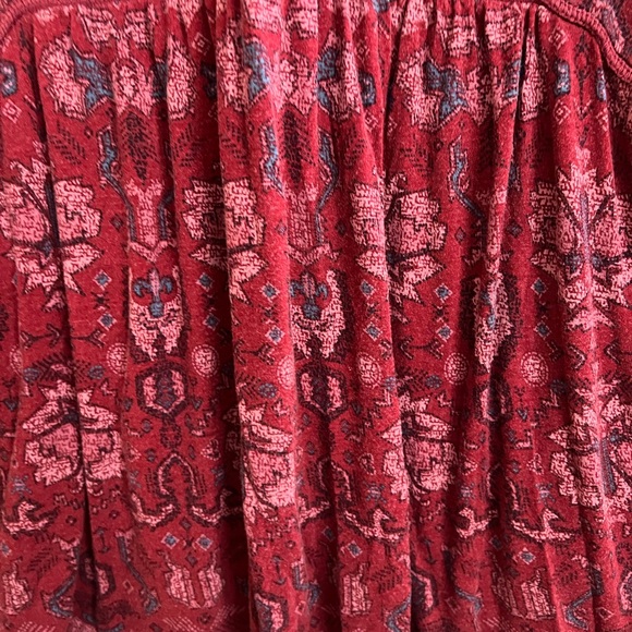 Faded glory XXL 20 maroon floral print partial buttoned keyhole short sleeve top - Picture 6 of 7